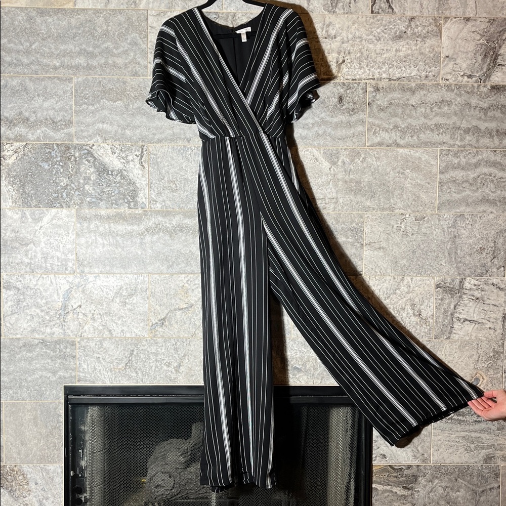 💥HP💥LEITH Wide Leg Stripe Jumpsuit – Women’s Medium — Black/White - Picture 5 of 8